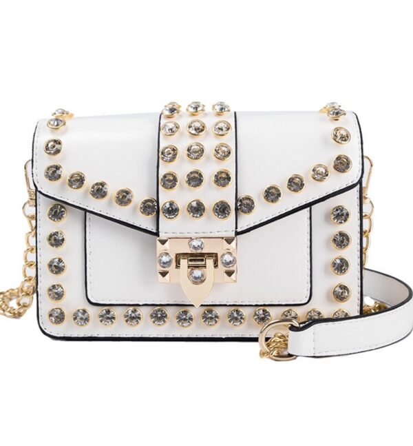 white stud riveted rivet detail shoulder bag