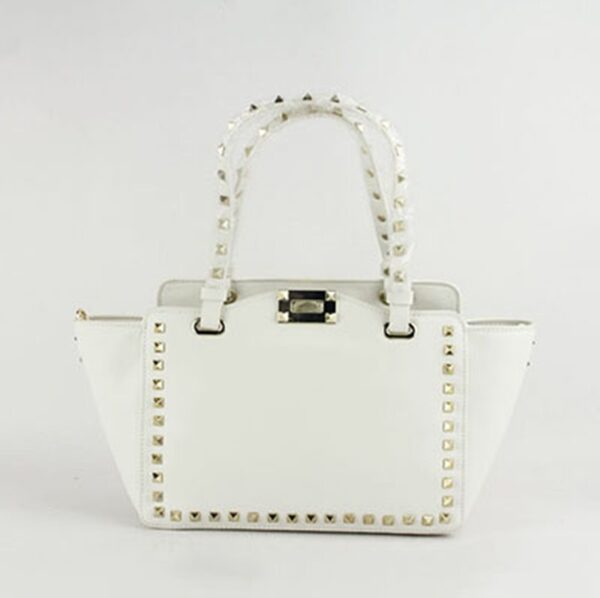 white studded rivet trapeze sleeve bag