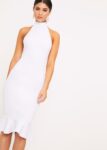 Glamorous High Neck Pleated Bodycon Midi Dress