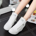 Black White Red Hidden Heel Zipper Sneakers