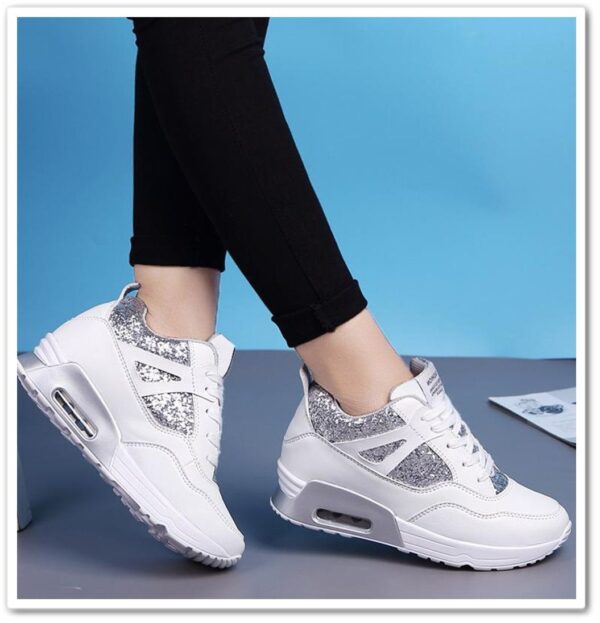 white women hidden increasing height heel sequined sport shoes