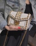 Shining Diamond Embellished Studded Chain Shoulder Purse