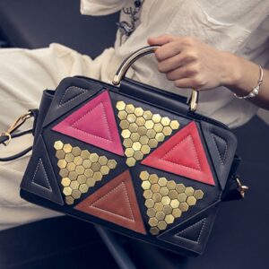 Sophisticated Geometric Triangle Design Leather Bag