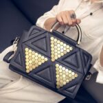 Sophisticated Geometric Triangle Design Leather Bag