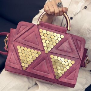 wide design dark pink patterned bag