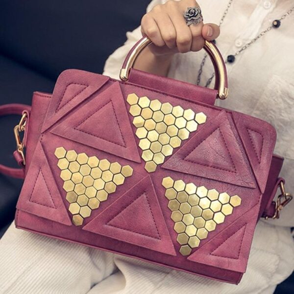 wide design dark pink patterned bag