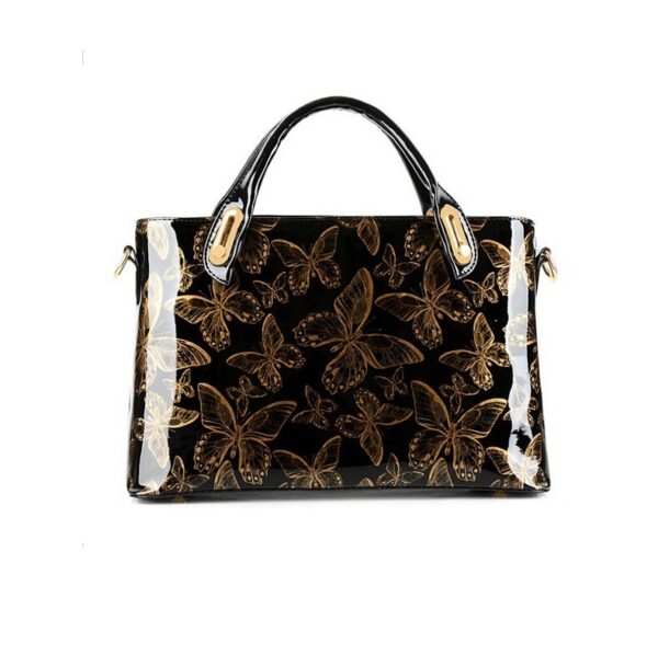Romantic Butterfly Glossy Patent Clutch 3 with butterfly brown patent leather sleeve bag