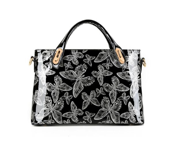 Romantic Butterfly Glossy Patent Clutch 4 with butterfly gray patent leather sleeve bag
