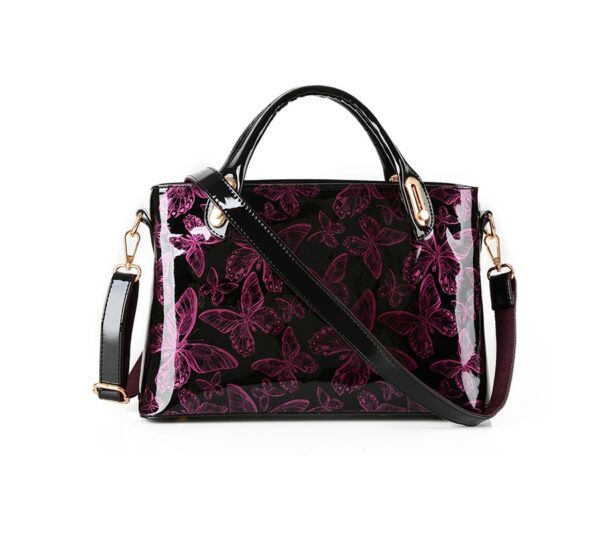 Romantic Butterfly Glossy Patent Clutch 1 with butterfly pink patent leather sleeve bag