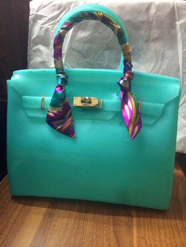 with scarf aqua mint green silicone sleeve bag