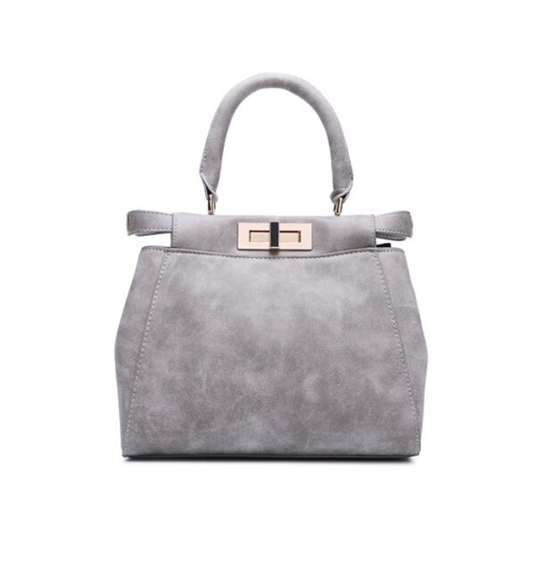 Scarf Detail Soft Leather Handbag 9 with scarf gray leather bag