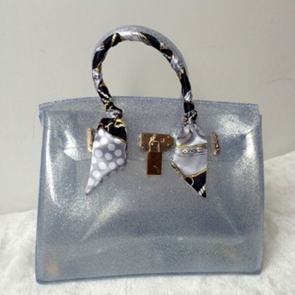 with scarf silver glittery silicone sleeve bag