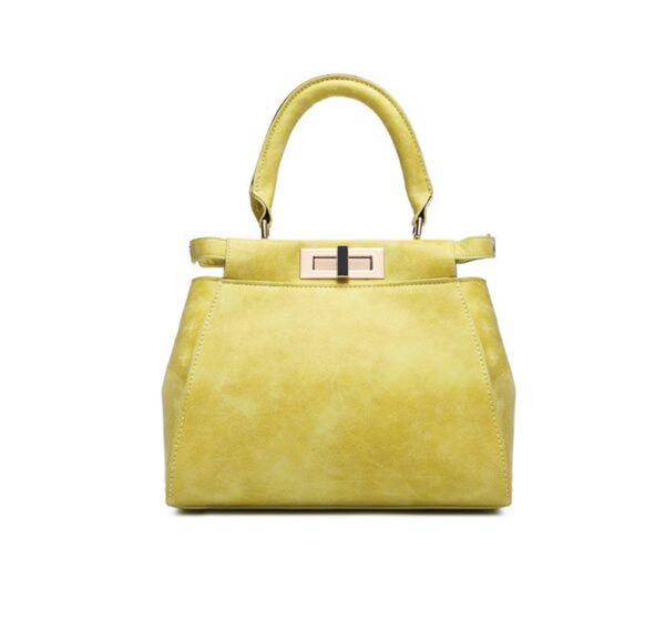 Scarf Detail Soft Leather Handbag 8 with scarf yellow leather bag