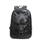 Wild 3D Wolf Studded Genuine Leather Backpack