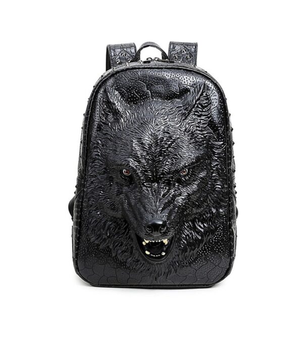 wolf detail black backpack rucksack
