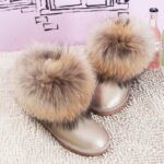Suede Snow Boots with Real Fox Fur Trim