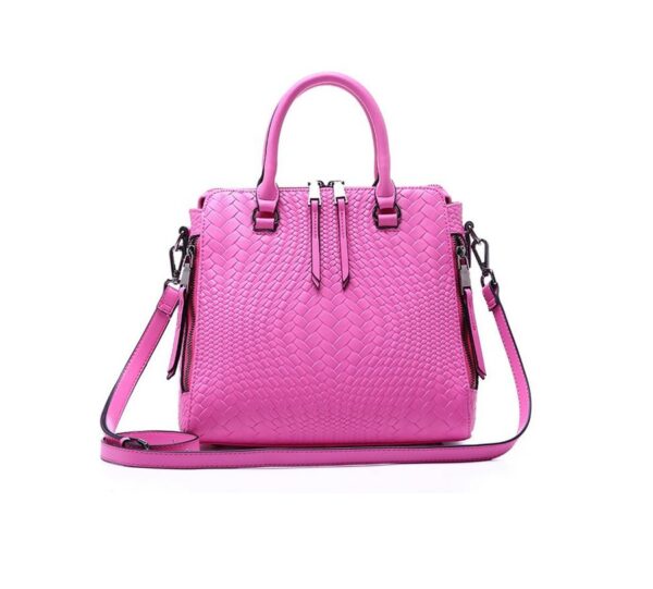 women genuine leather pink bag