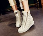 Genuine Leather Studded Hidden Heel Sneakers