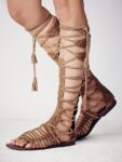 Bohemian Knee High Gladiator Suede Sandals