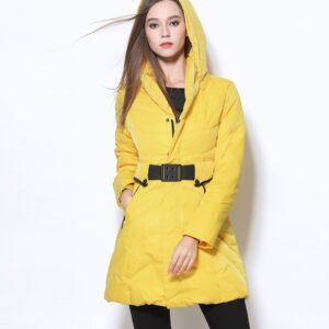 Stylish Hooded Belted Puffer Parkas Jackets