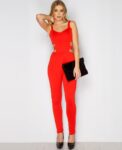 Back Zipper Kidney Cutout Jumpsuit